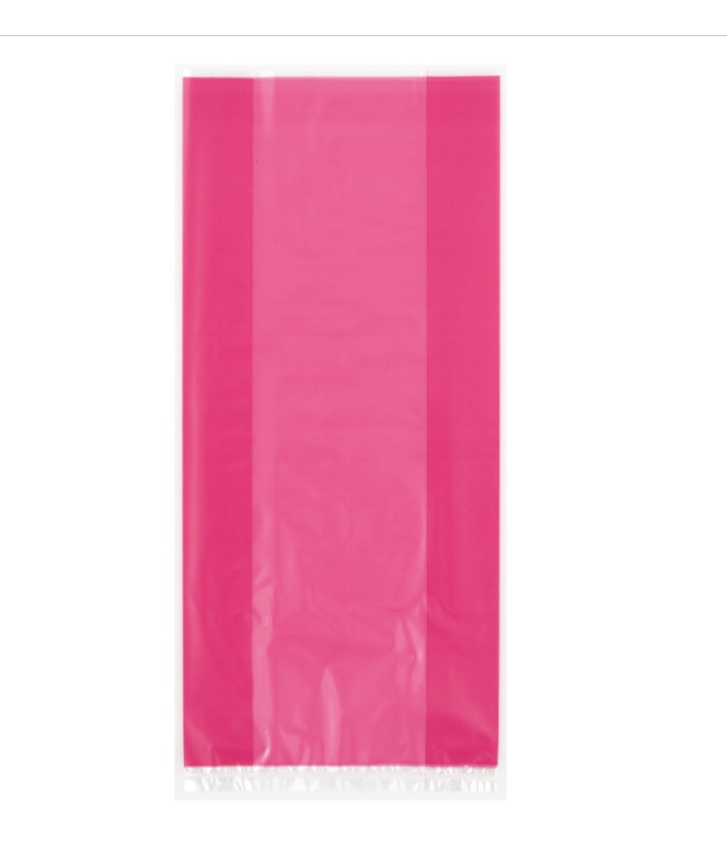 Hot Pink Cellophane Bags 30ct