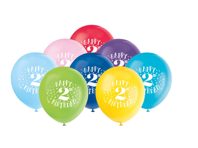 Fun Happy 2nd Birthday 12" Latex Balloons