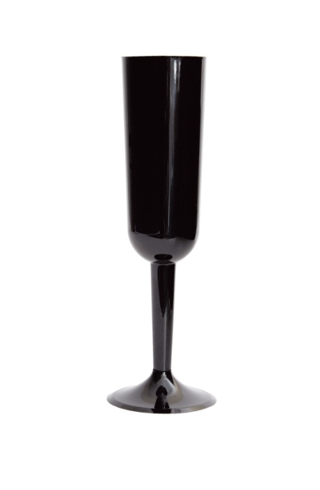 Black Plastic Champagne Flutes 4ct