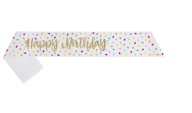 Gold Foil Stamping "Happy Birthday" Sash