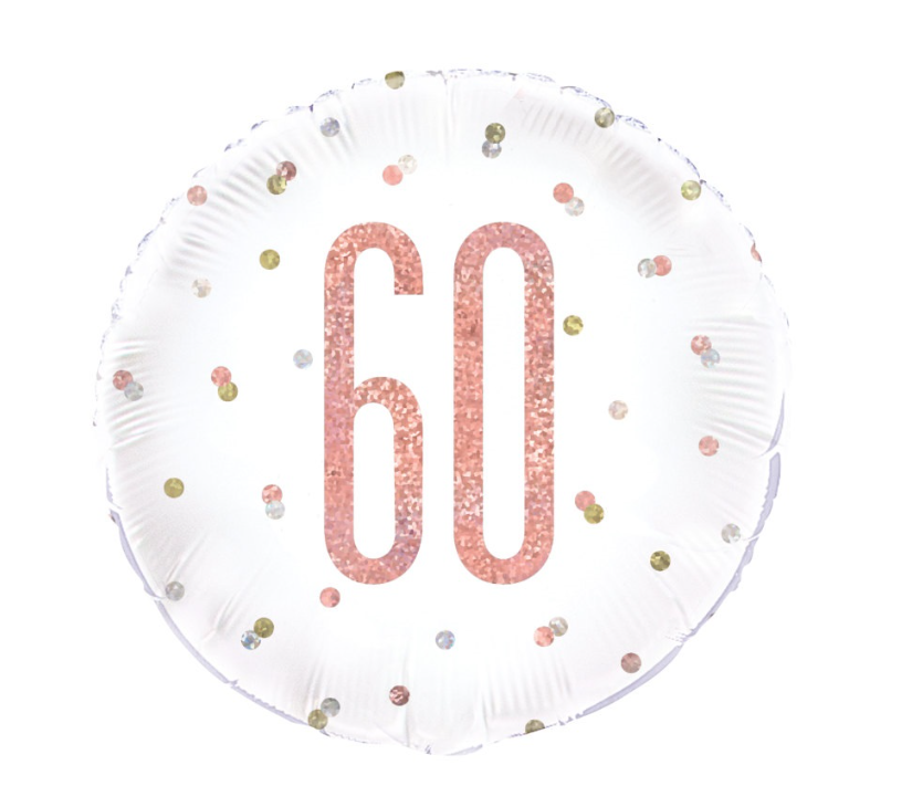 Birthday Rose Gold Glitz Number 60 Round