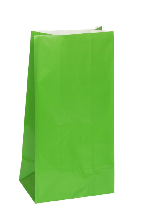 Green Paper Party Bags 12ct