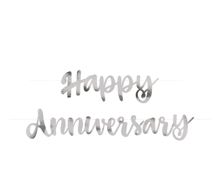 Silver Script Foil "Happy Anniversary" Banner