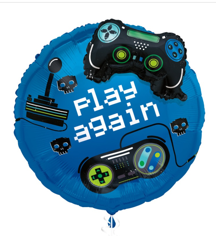 Gamer Birthday "Play Again" Giant Foil Balloon 25"