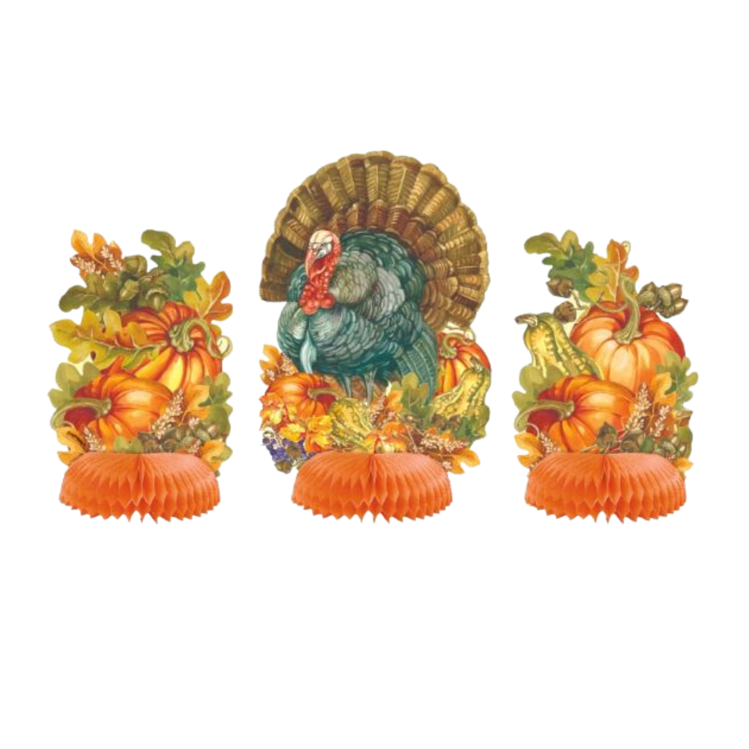 Traditional Thanksgiving Mini Honeycomb Centerpieces 3ct - Assorted