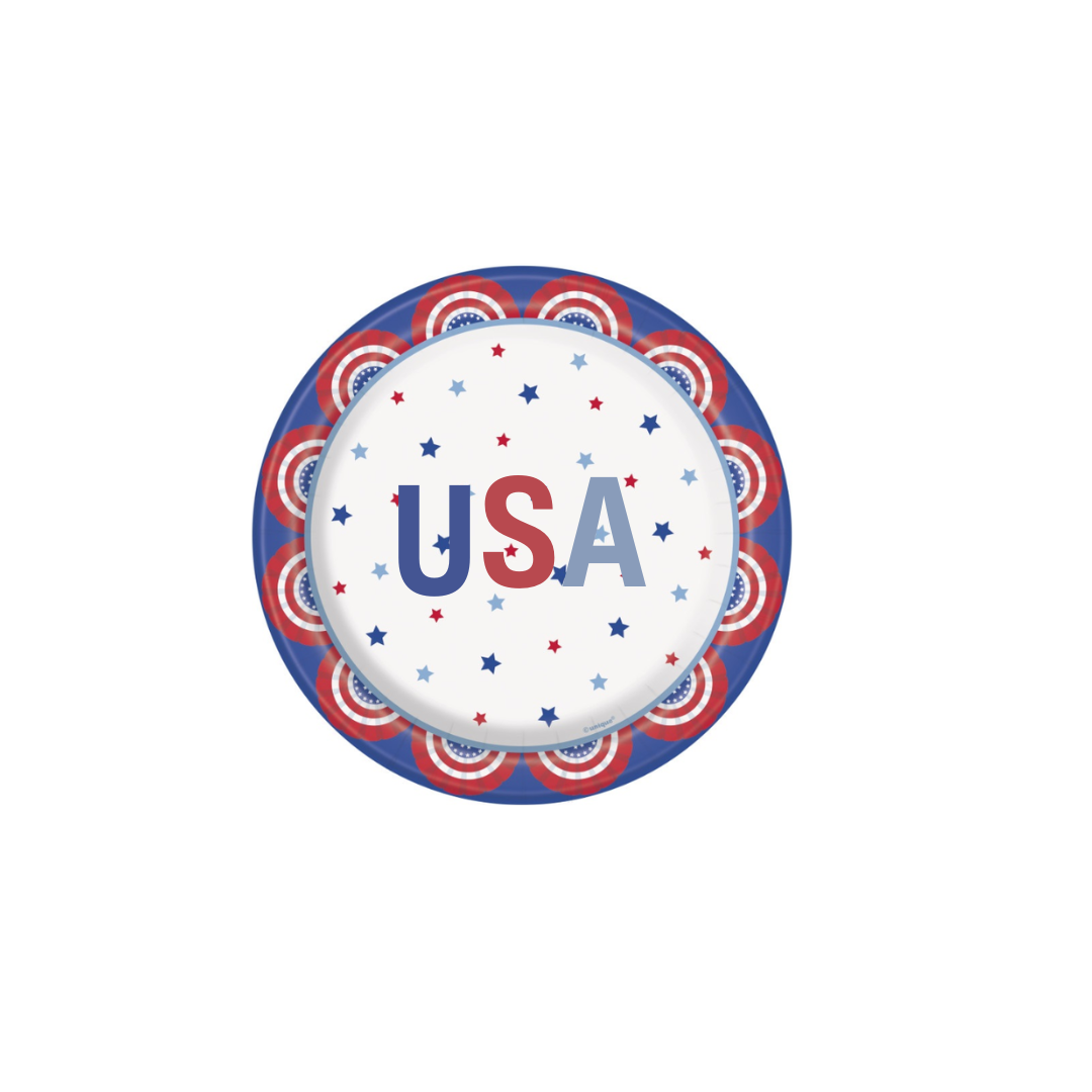 Classic Patriotic Round 9" Dinner Plates 12ct
