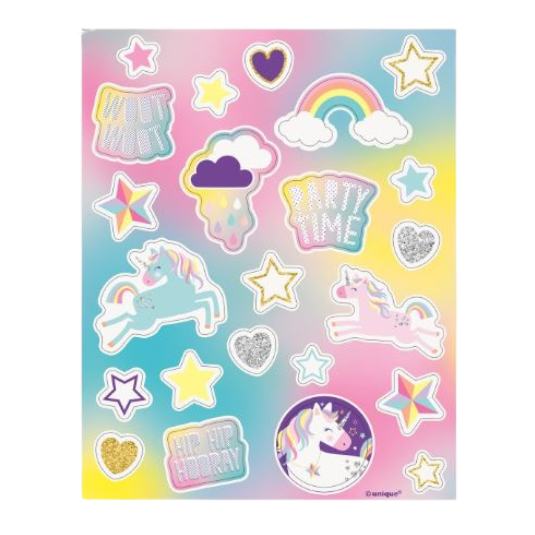 Unicorn Party Sticker Sheets 4ct