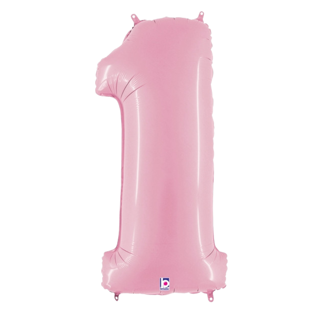 34" Pastel Pink Number Foil Balloons