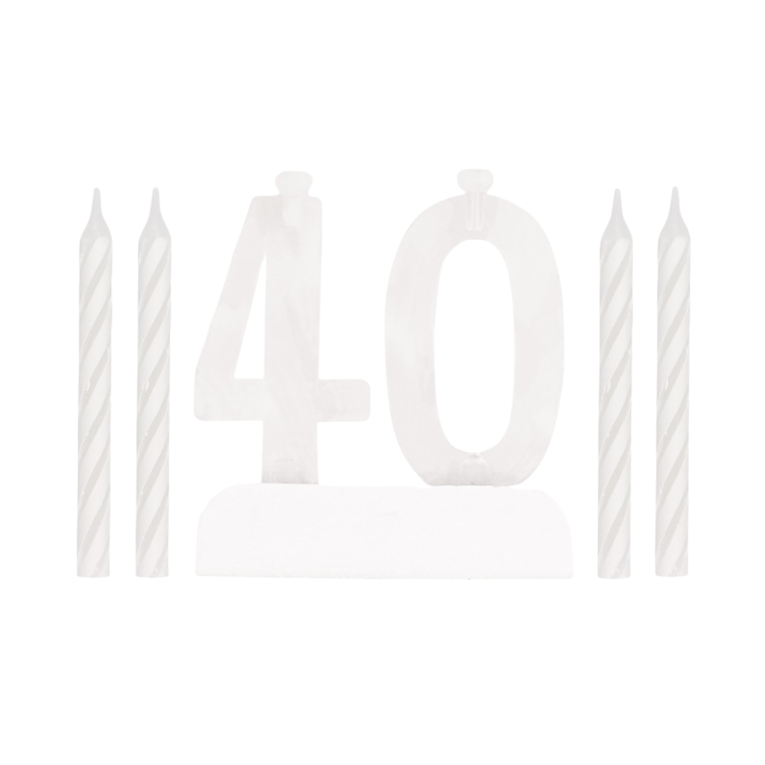 Number 40 Flashing Holder with Birthday Candles
