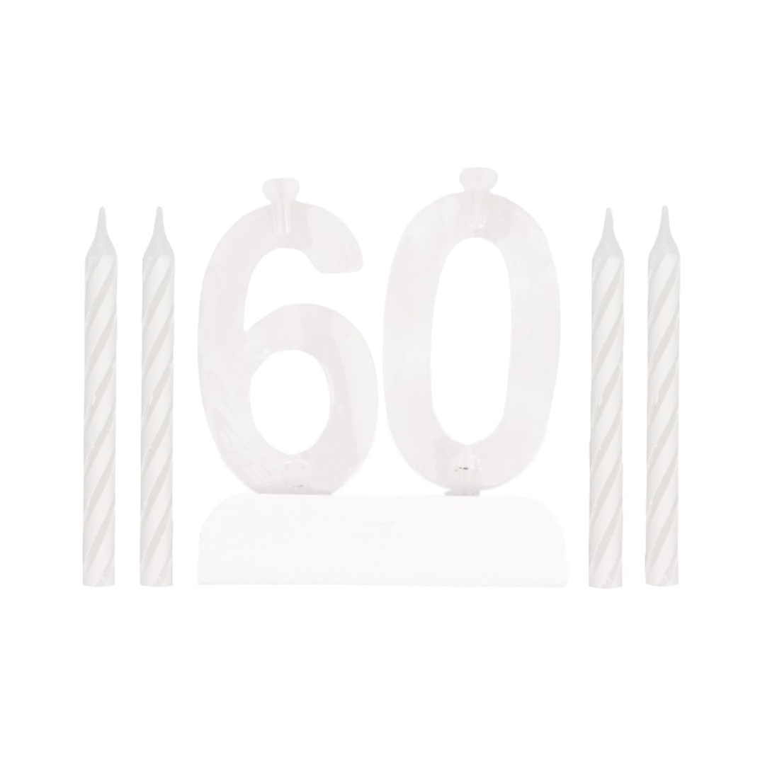 Number 60 Flashing Holder with Birthday Candles
