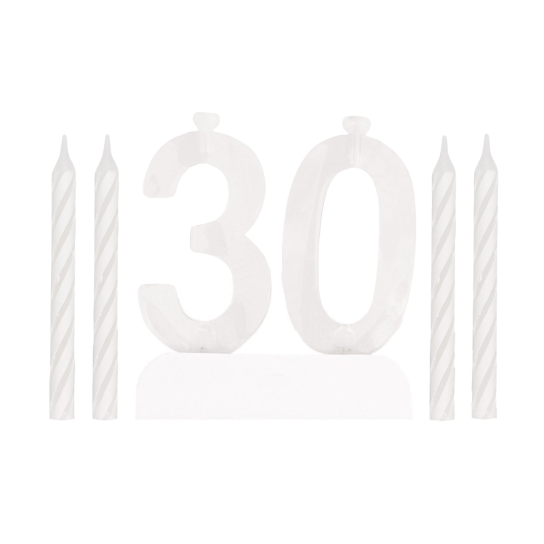 Number 30 Flashing Holder with Birthday Candles