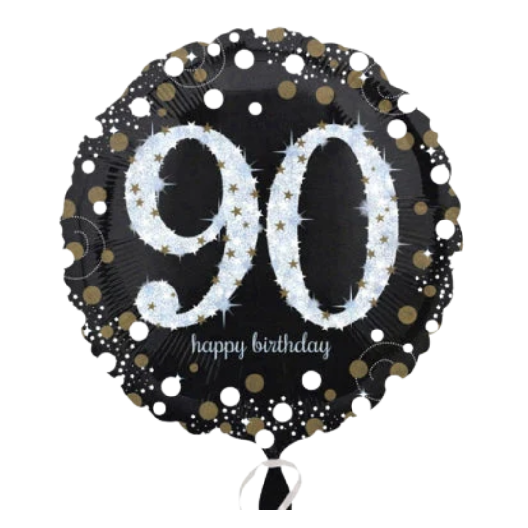 18"A Happy Birthday Sparkling 90th Holographic