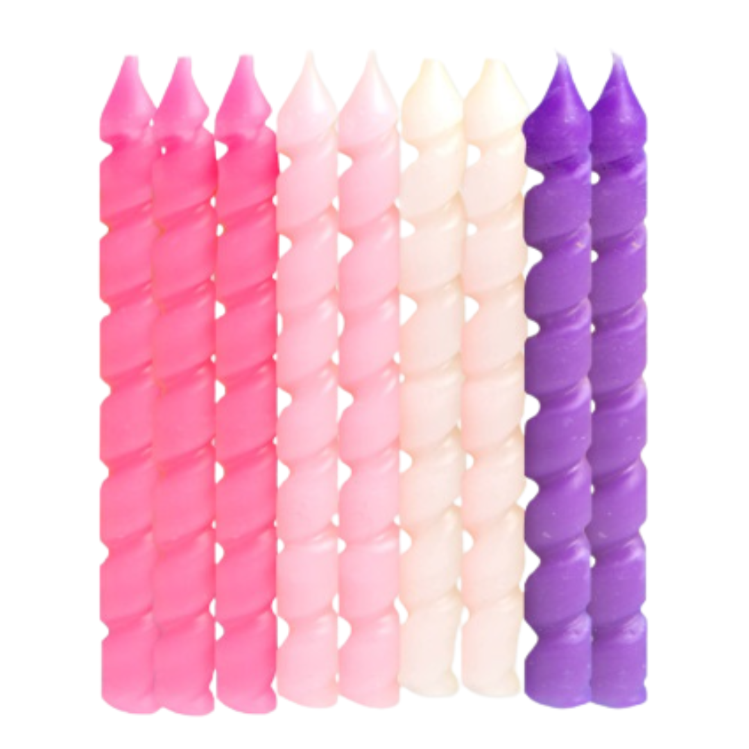 Pink & Purple Spiral Birthday Candles 10ct