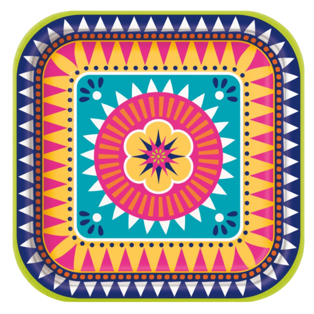 Diwali Fiesta Square 9" Dinner Plates 8ct