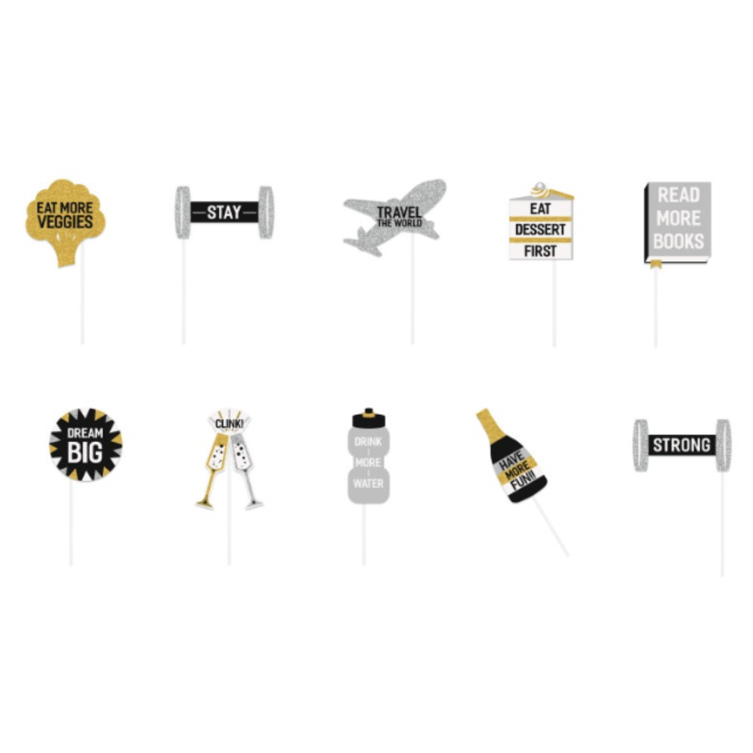 Resolution New Year's Photo Booth Props 10ct