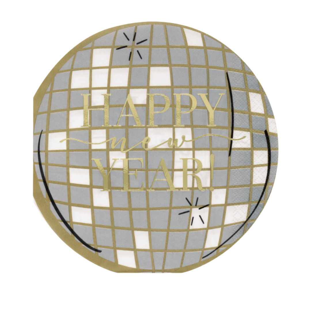 "Happy New Year" Disco Ball Shaped Napkins 16ct