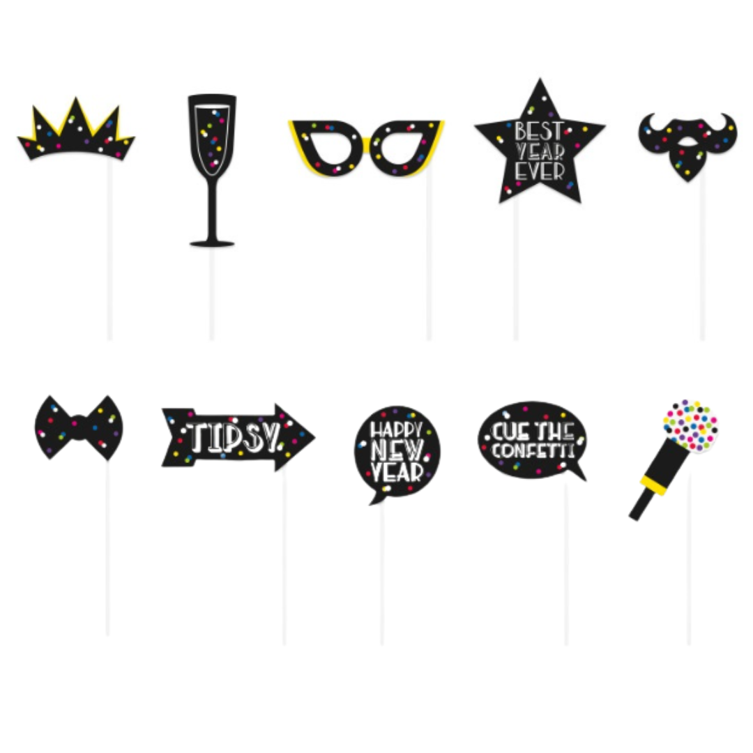 Neon Dots New Years Photo Booth Props 10ct
