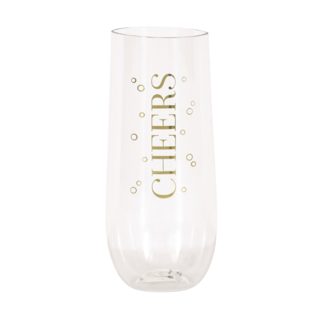 "Cheers" Plastic Stemless Champagne Flute