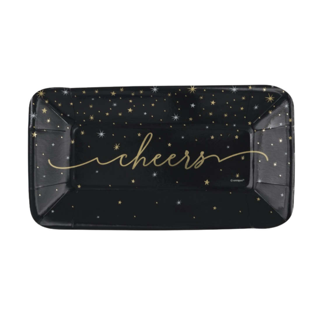 Disco New Year "Cheers" 9" x 5" Appetizer Plates 8ct