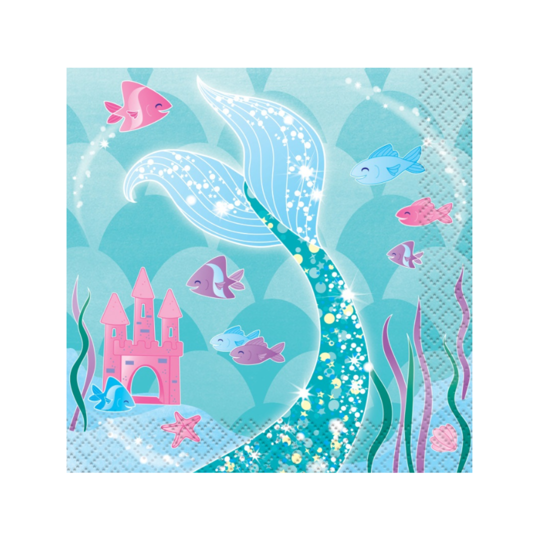 Mermaid Beverage Napkins 16ct