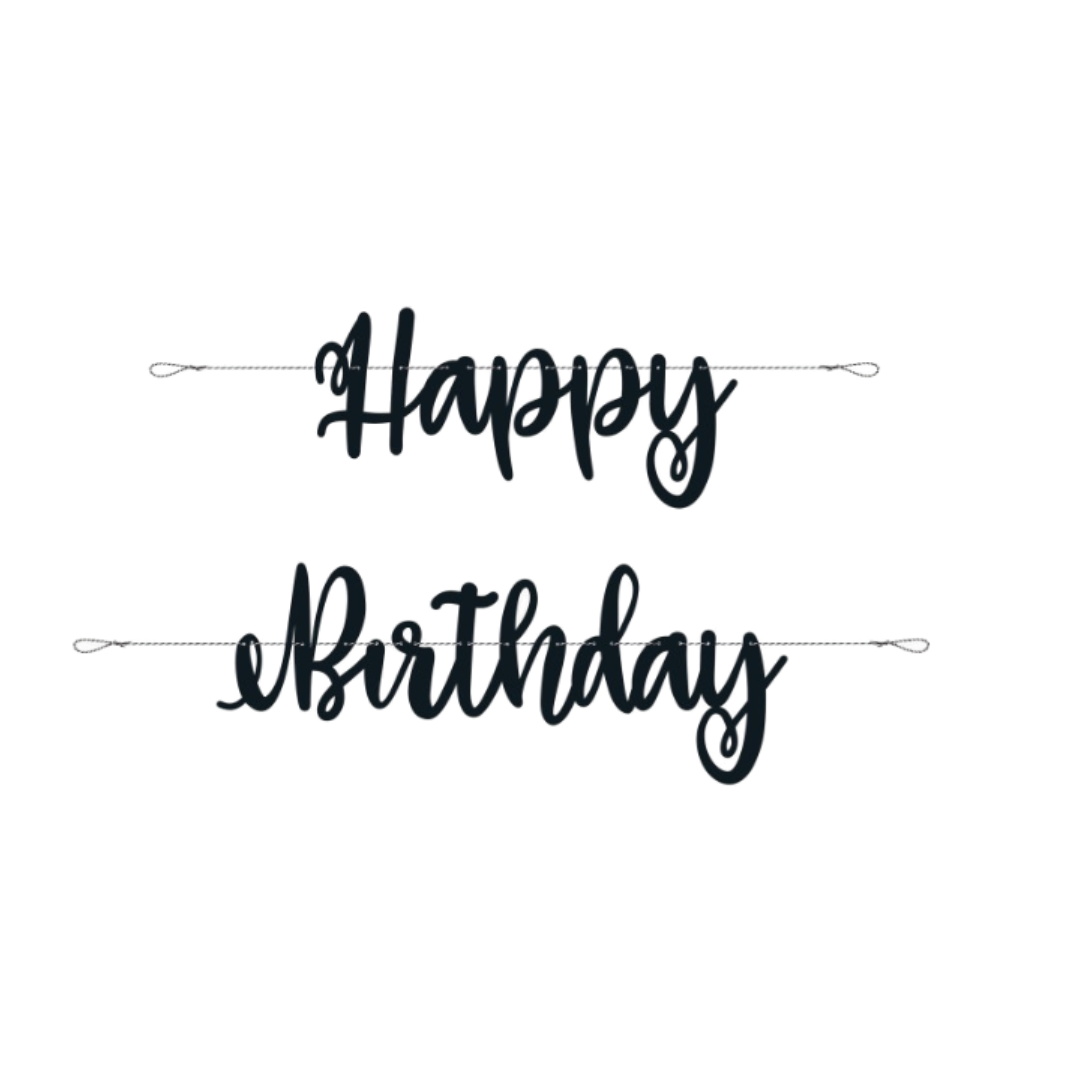 Black Script "Happy Birthday" Banner 7ft