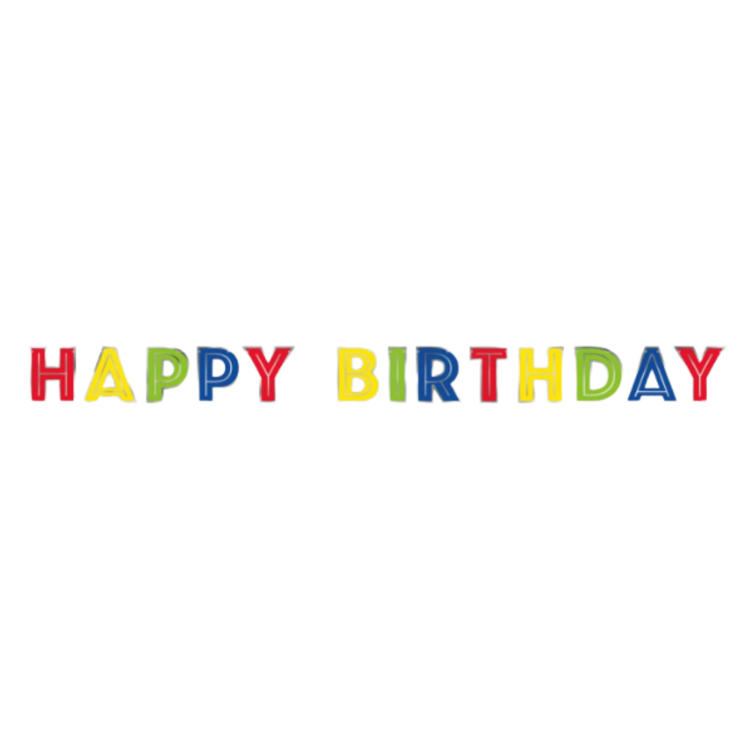 Silver Foil & Rainbow Happy Birthday Banner 7.25 ft