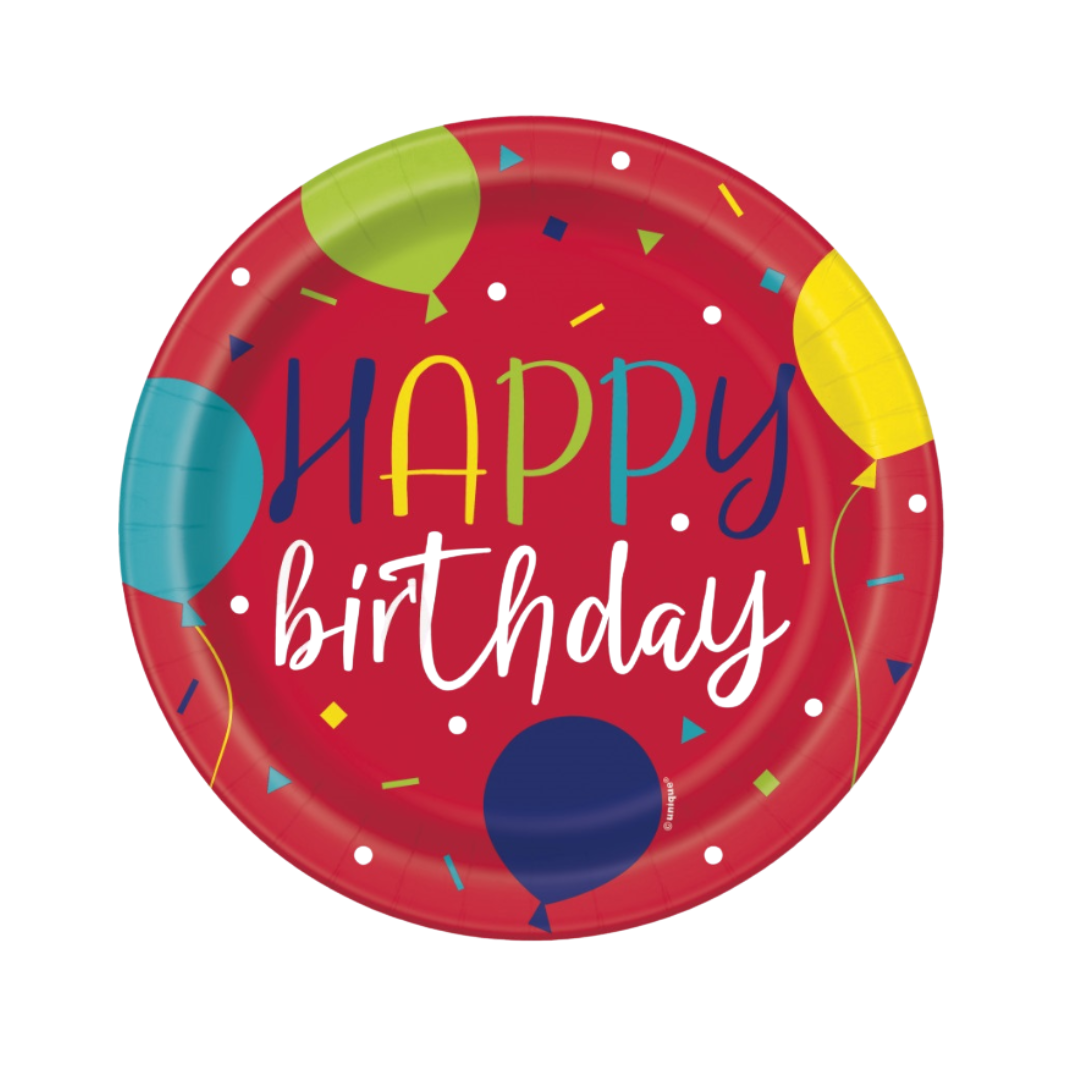 Balloon Party Birthday Round 7" Dessert Plates 8ct