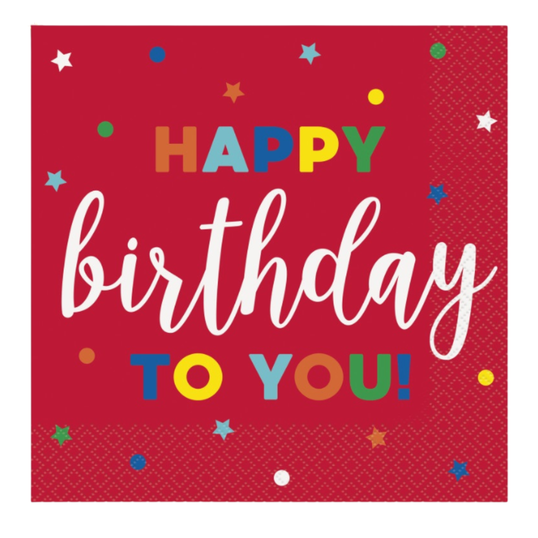 Dots & Stars Birthday Luncheon Napkins 16ct