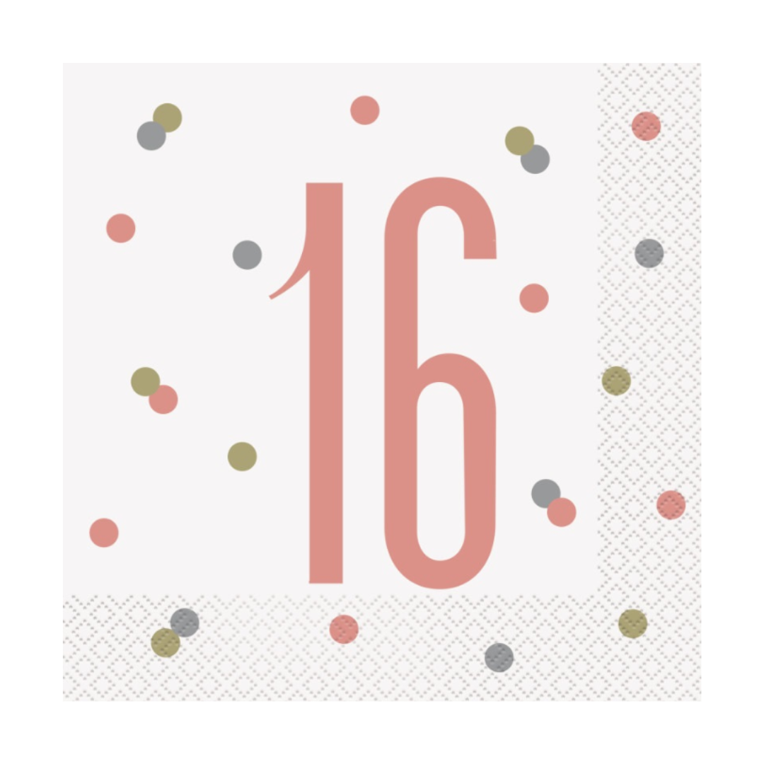16 Glitz Rose Gold Luncheon Napkins 16