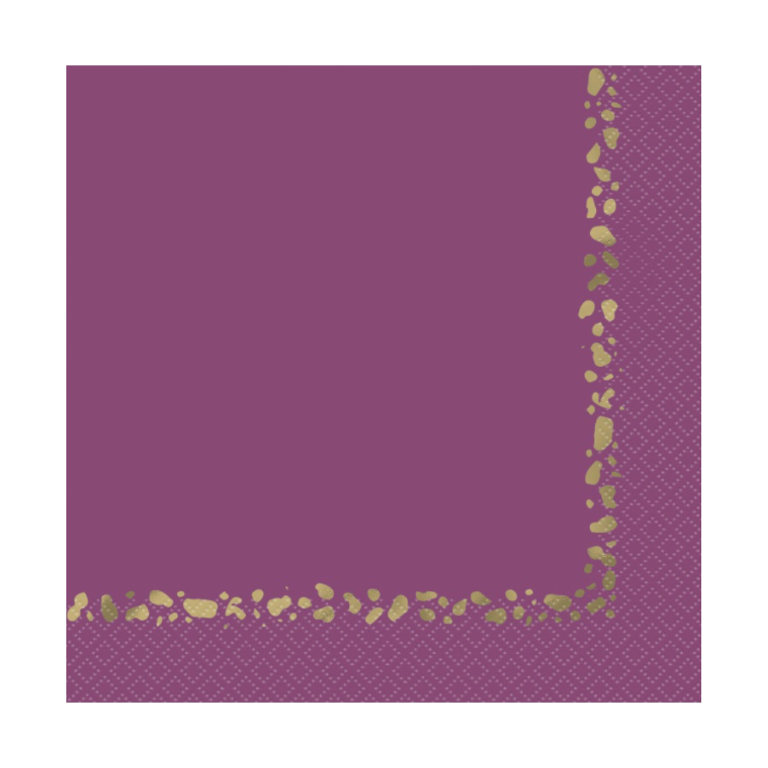 Modern Gold & Purple Luncheon Napkins 16ct