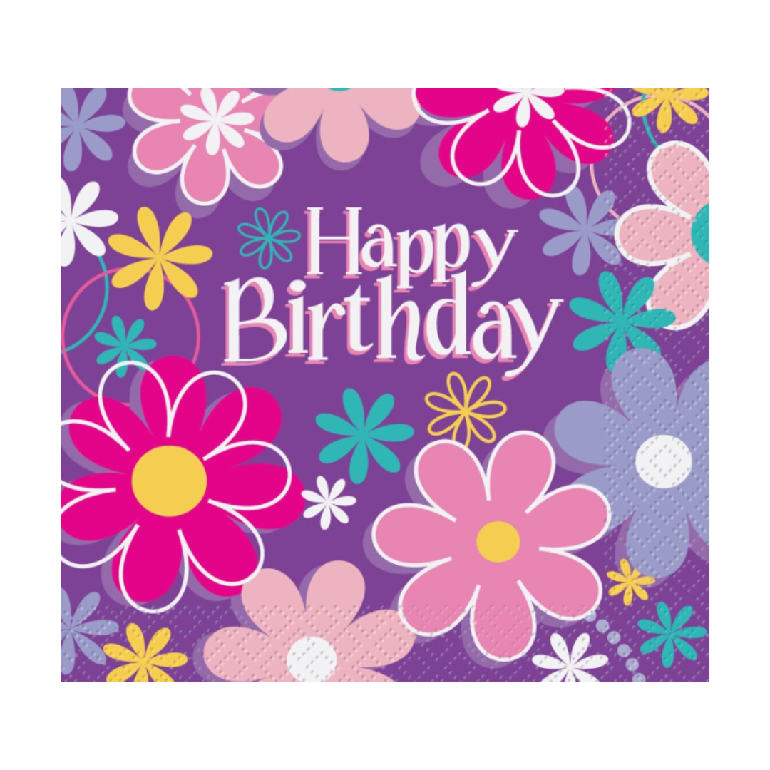 Birthday Blossoms Luncheon Napkins 16ct