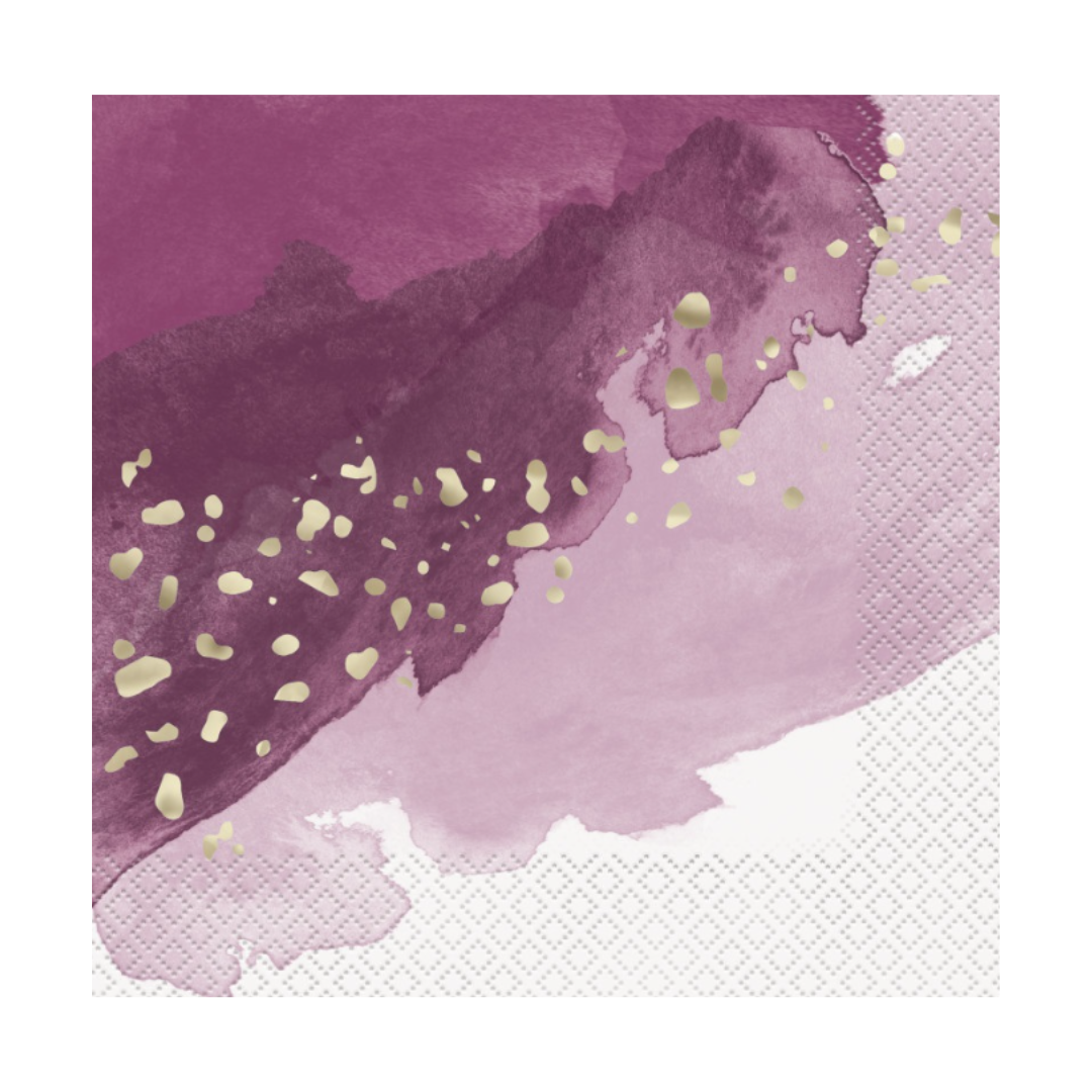 Modern Gold & Purple Luncheon Napkins 16ct
