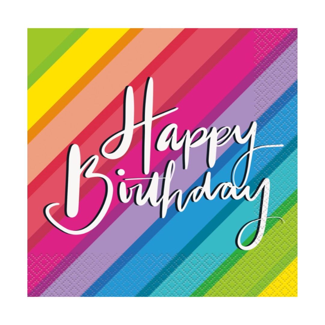 Balloons & Rainbow Birthday Luncheon Napkins 16ct