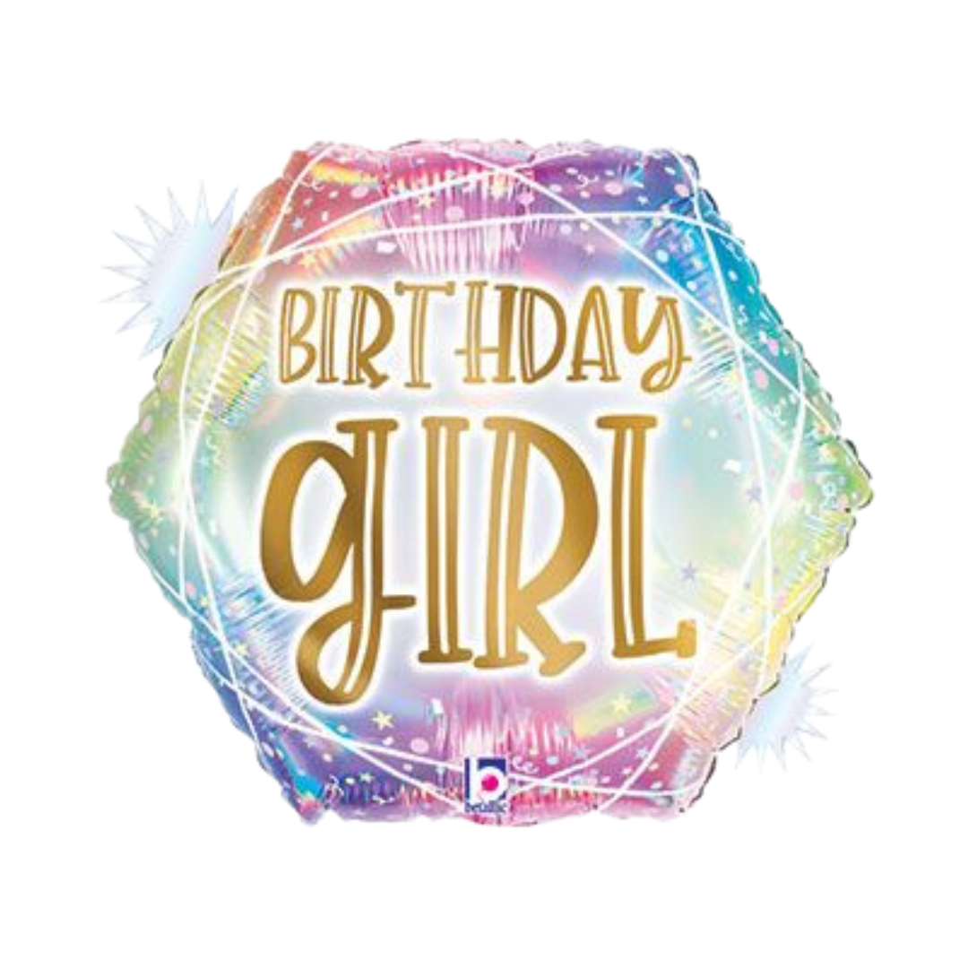 18" HB GEO BIRTHDAY GIRL OPAL PASTEL