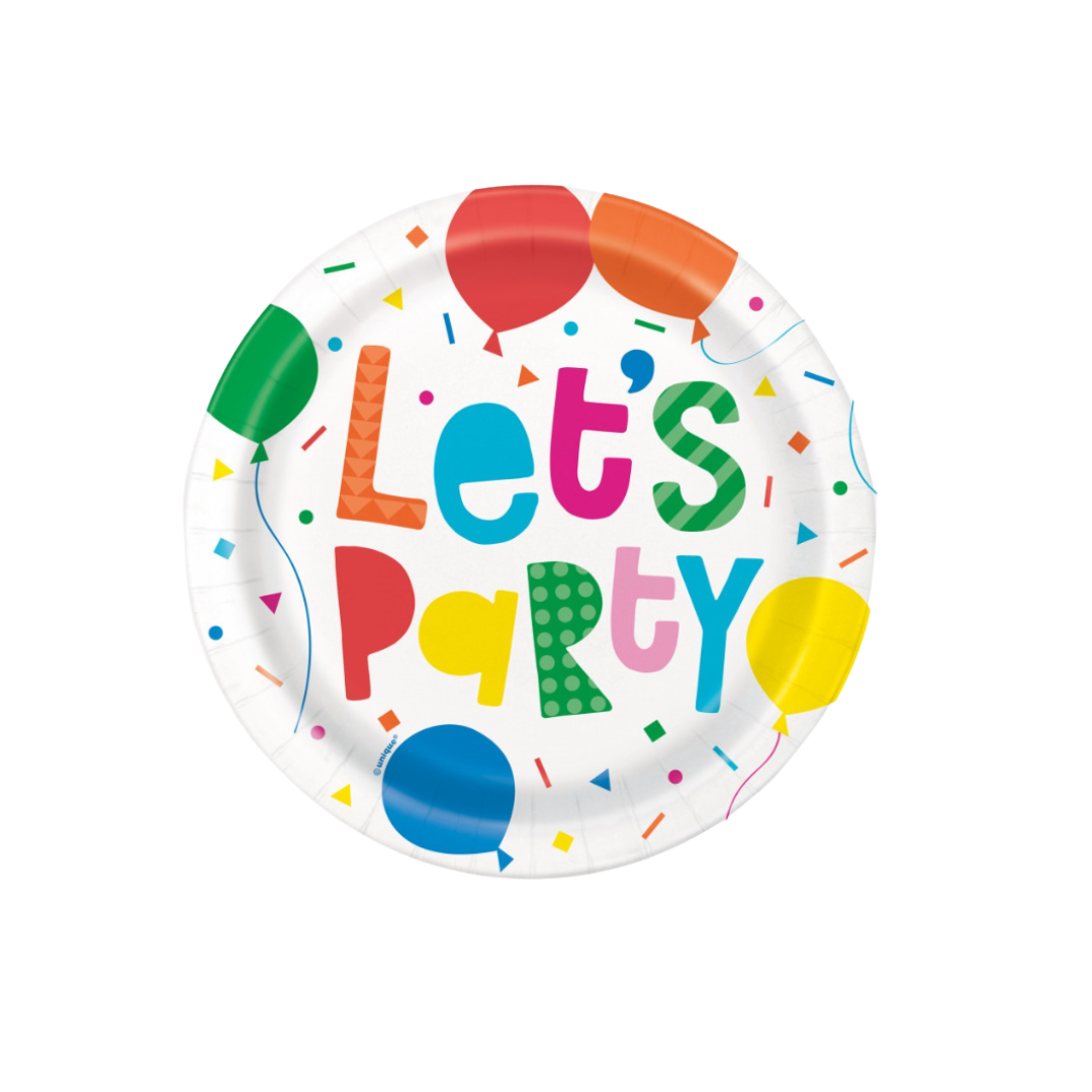 Colorful Balloons Round 7" Dessert Plates 8ct