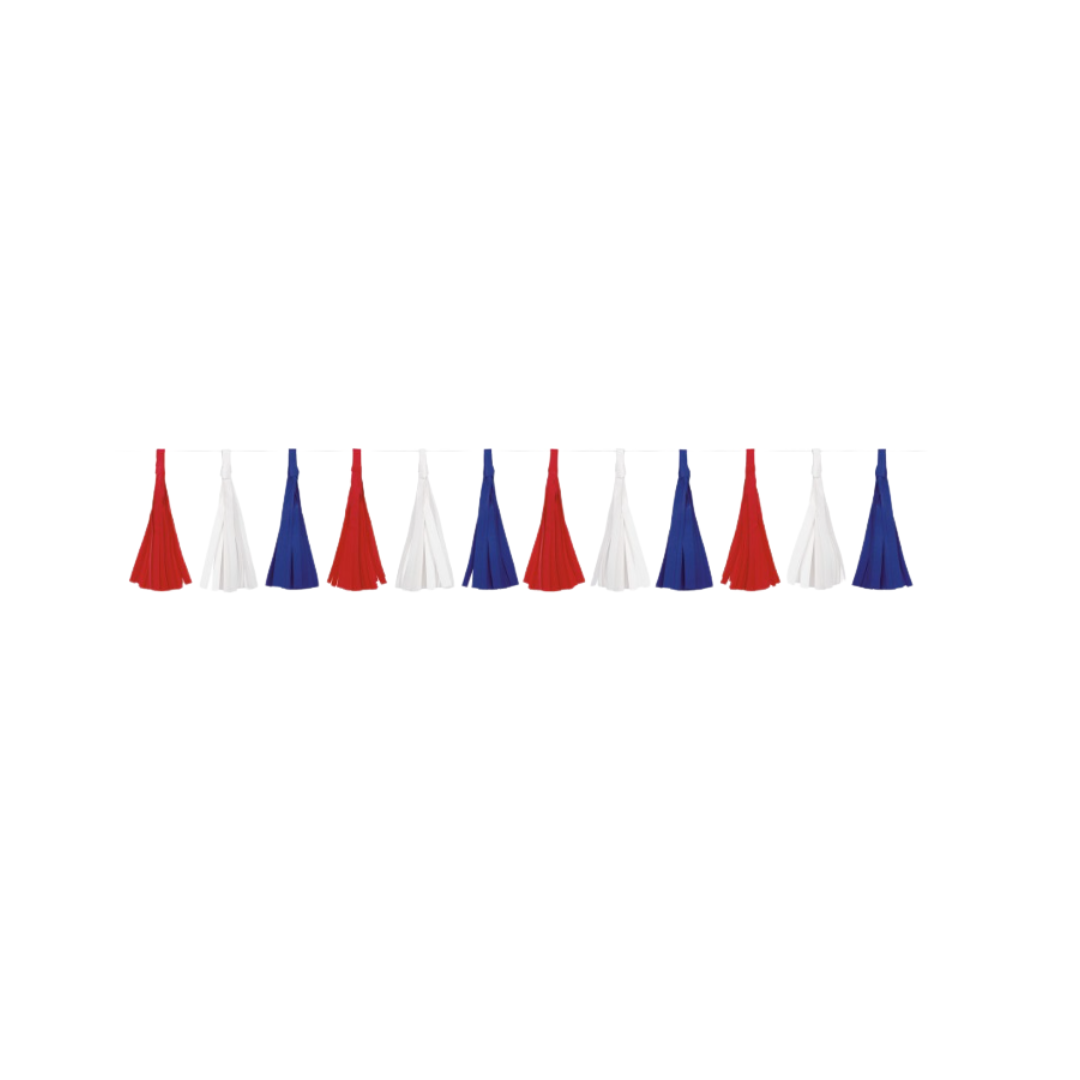 Patriotic Paper Tassel Garland 7 ft