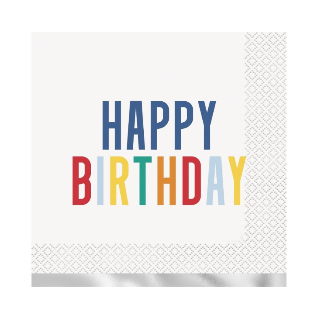 Happy Birthday Dots Luncheon Napkins 16ct - Foil Stamping