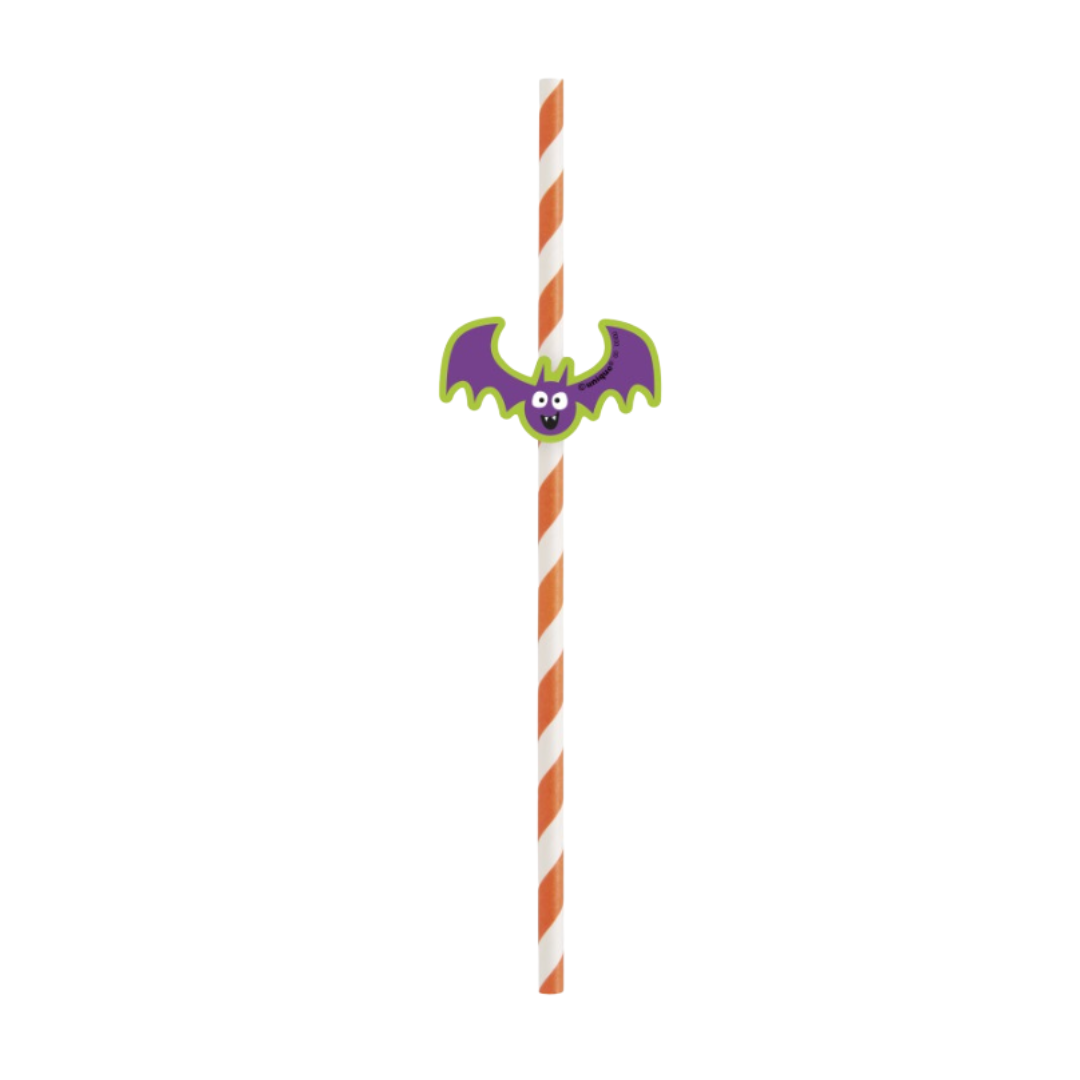 Halloween Decal Striped Paper Straws 8ct