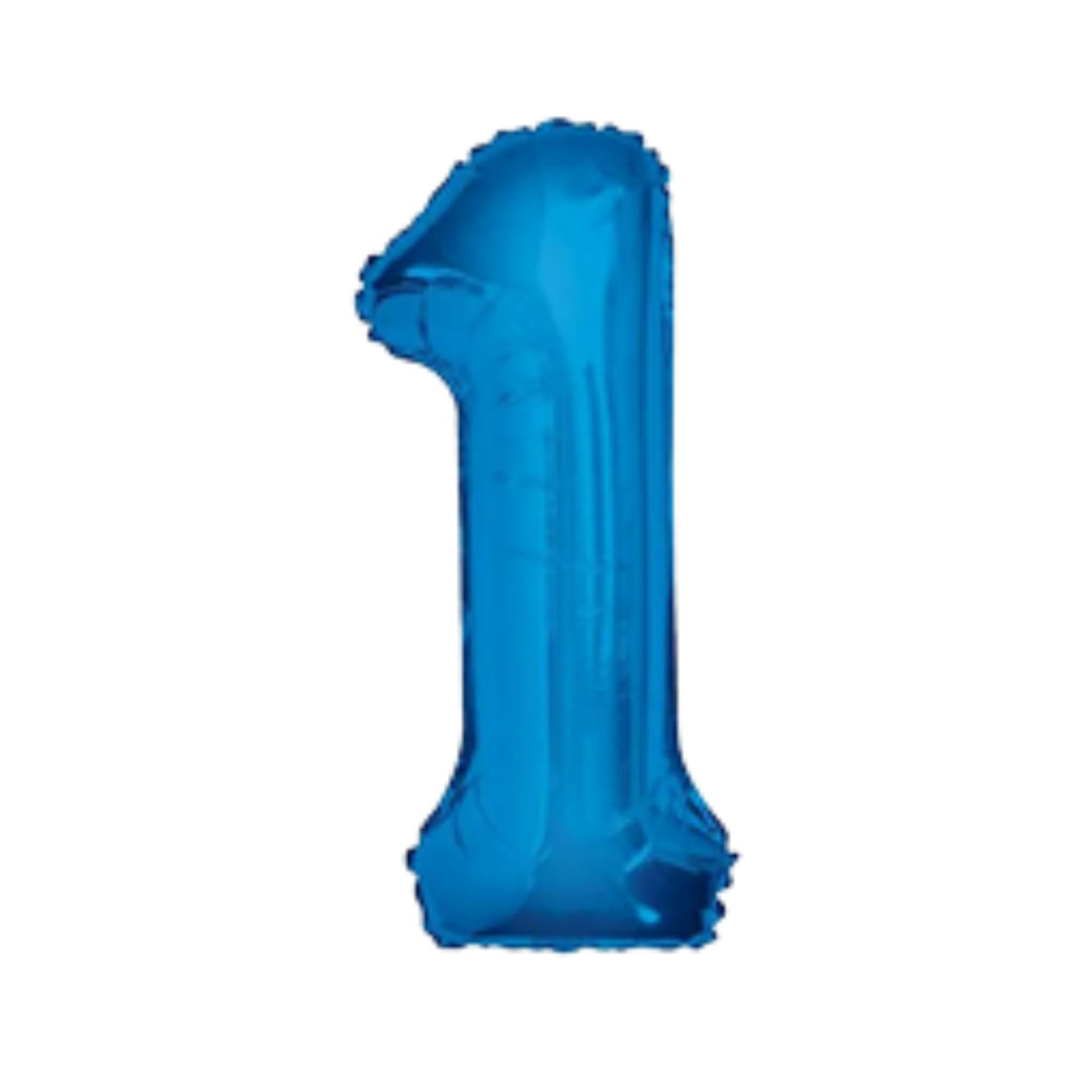 34" Blue Number Foil Balloons