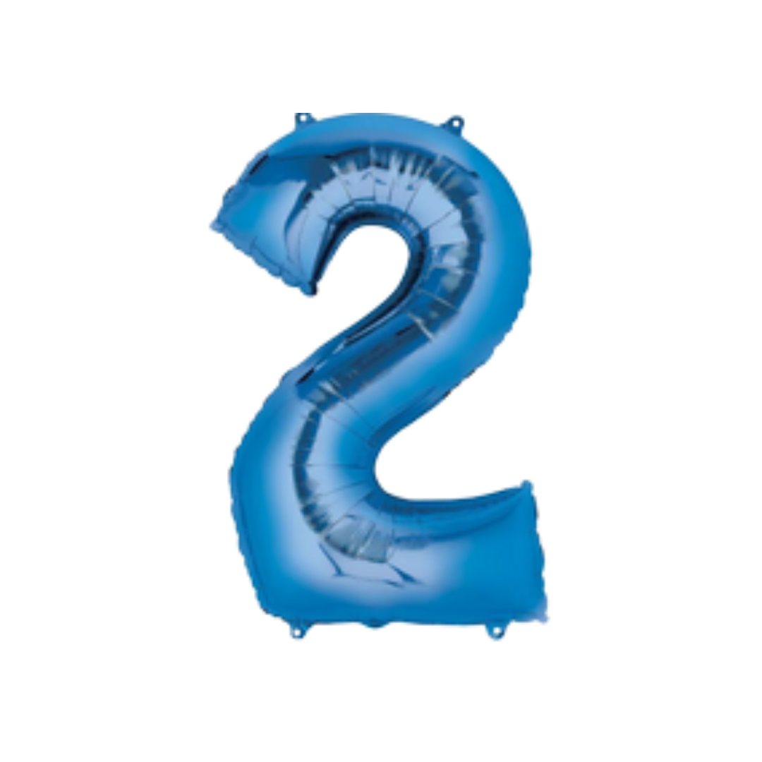 34" Blue Number Foil Balloons