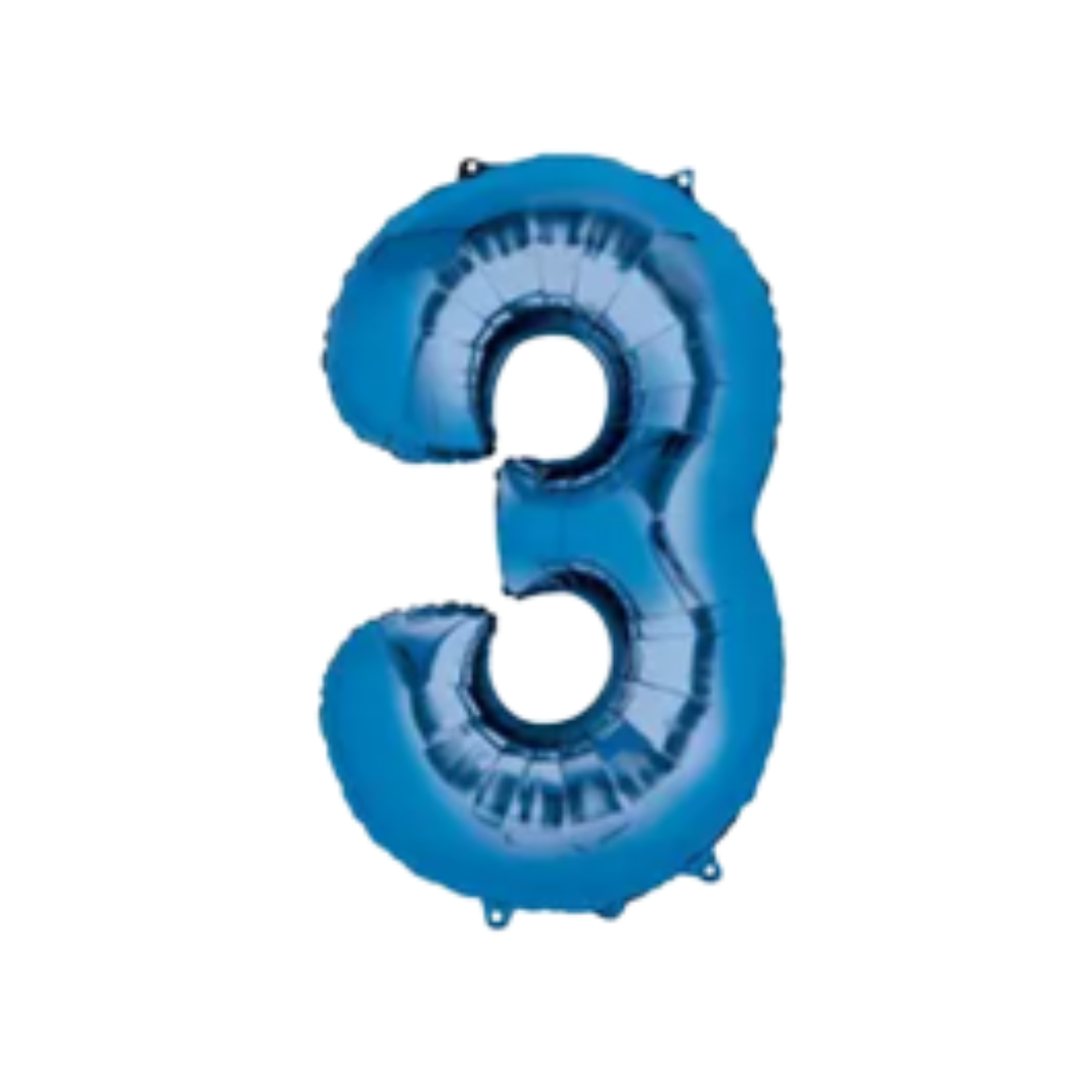 34" Blue Number Foil Balloons
