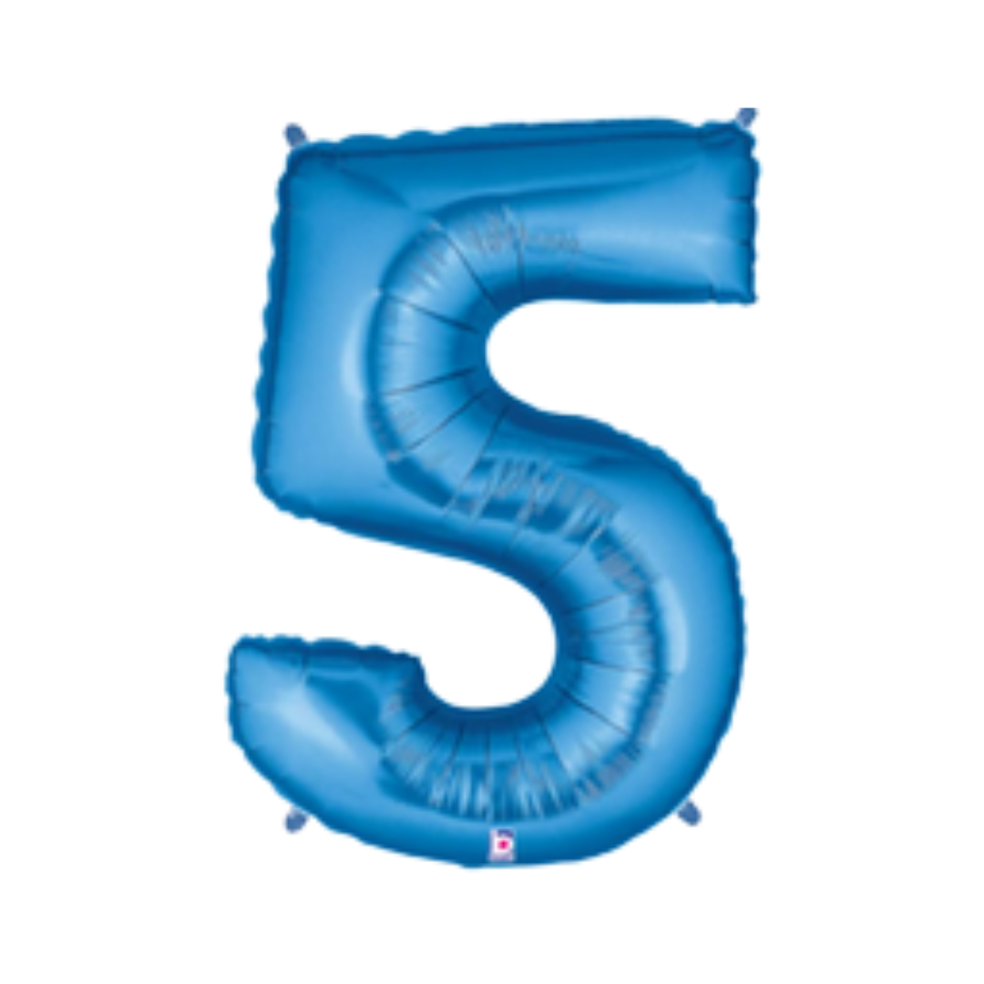 34" Blue Number Foil Balloons