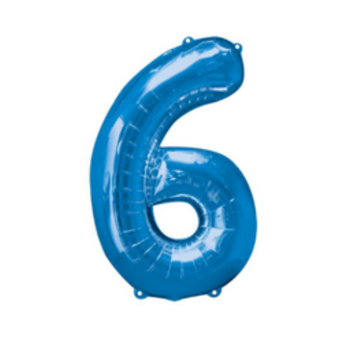 34" Blue Number Foil Balloons