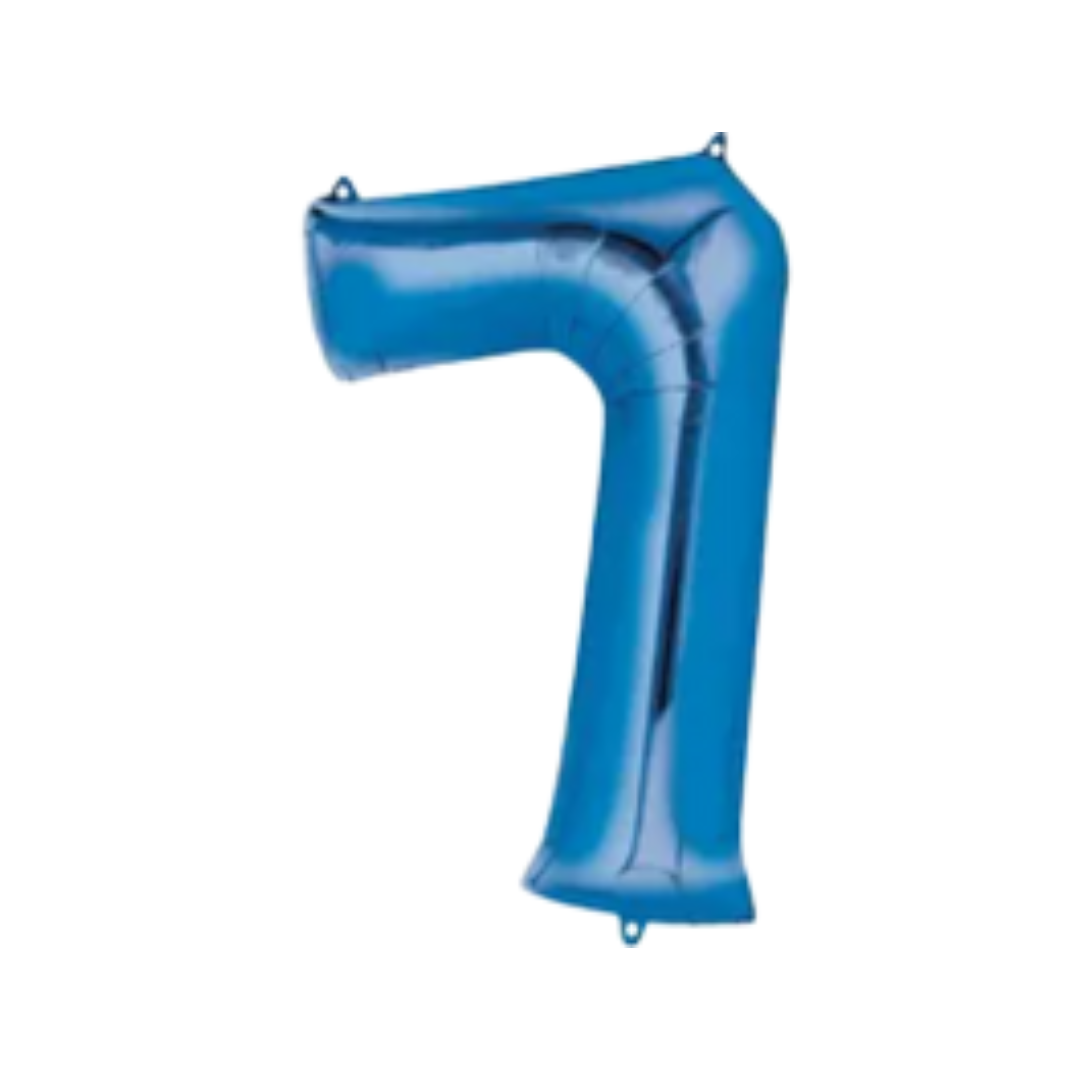 34" Blue Number Foil Balloons