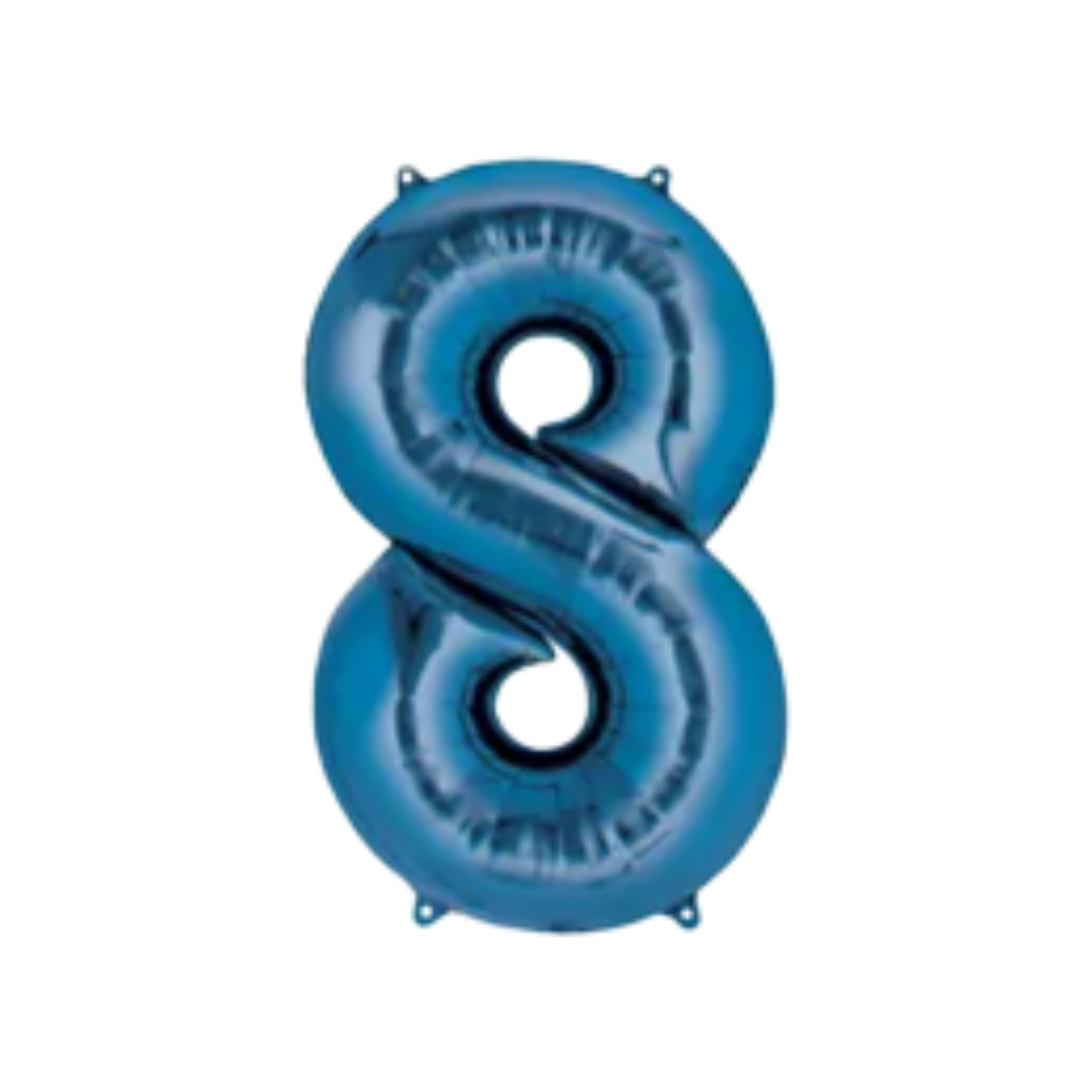 34" Blue Number Foil Balloons