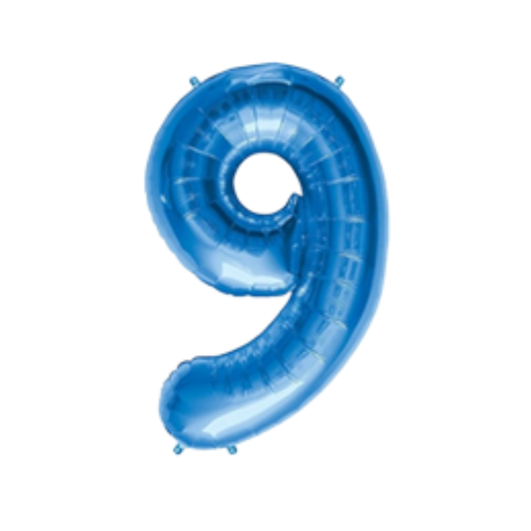 34" Blue Number Foil Balloons