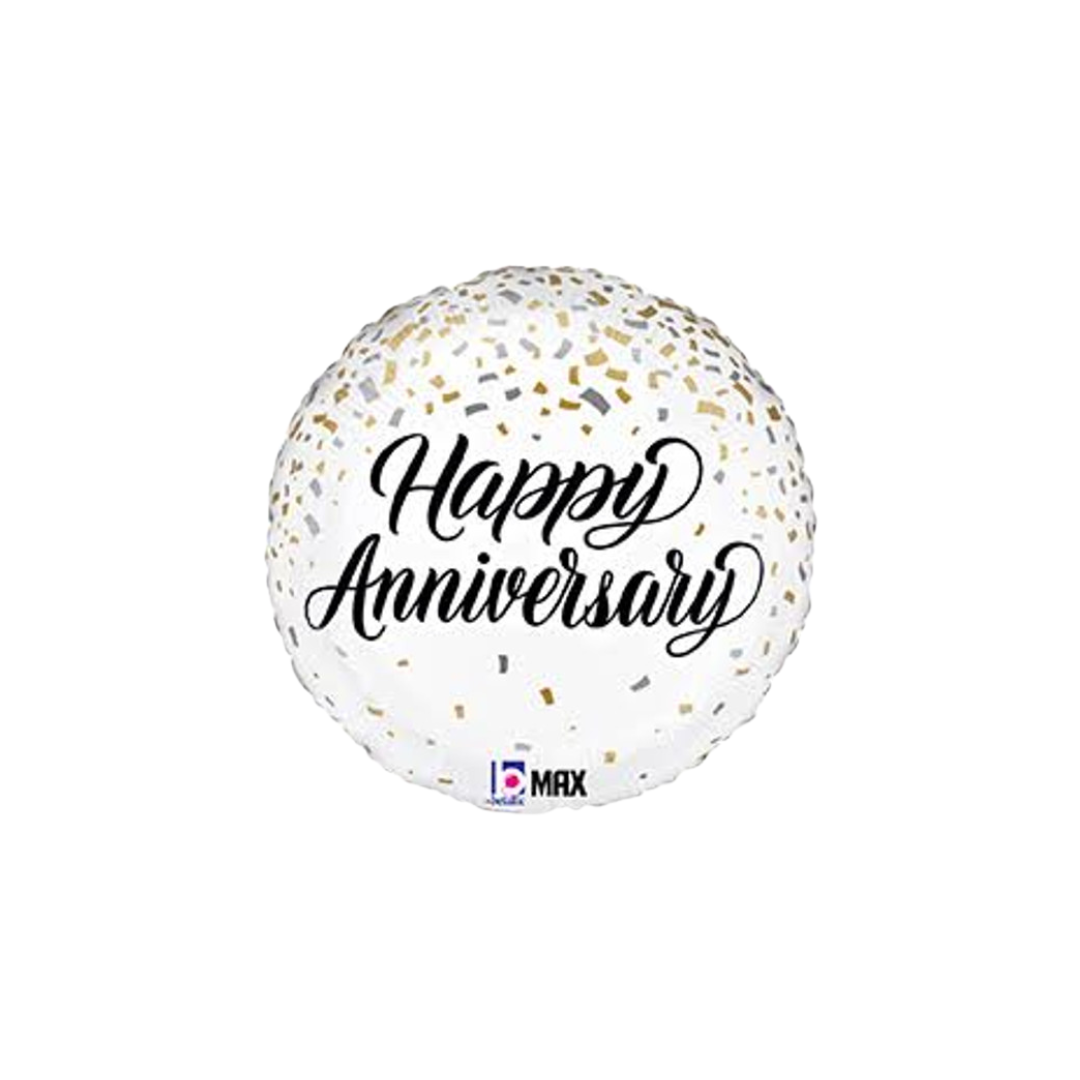 18"Happy Anniversary Metallic Confetti