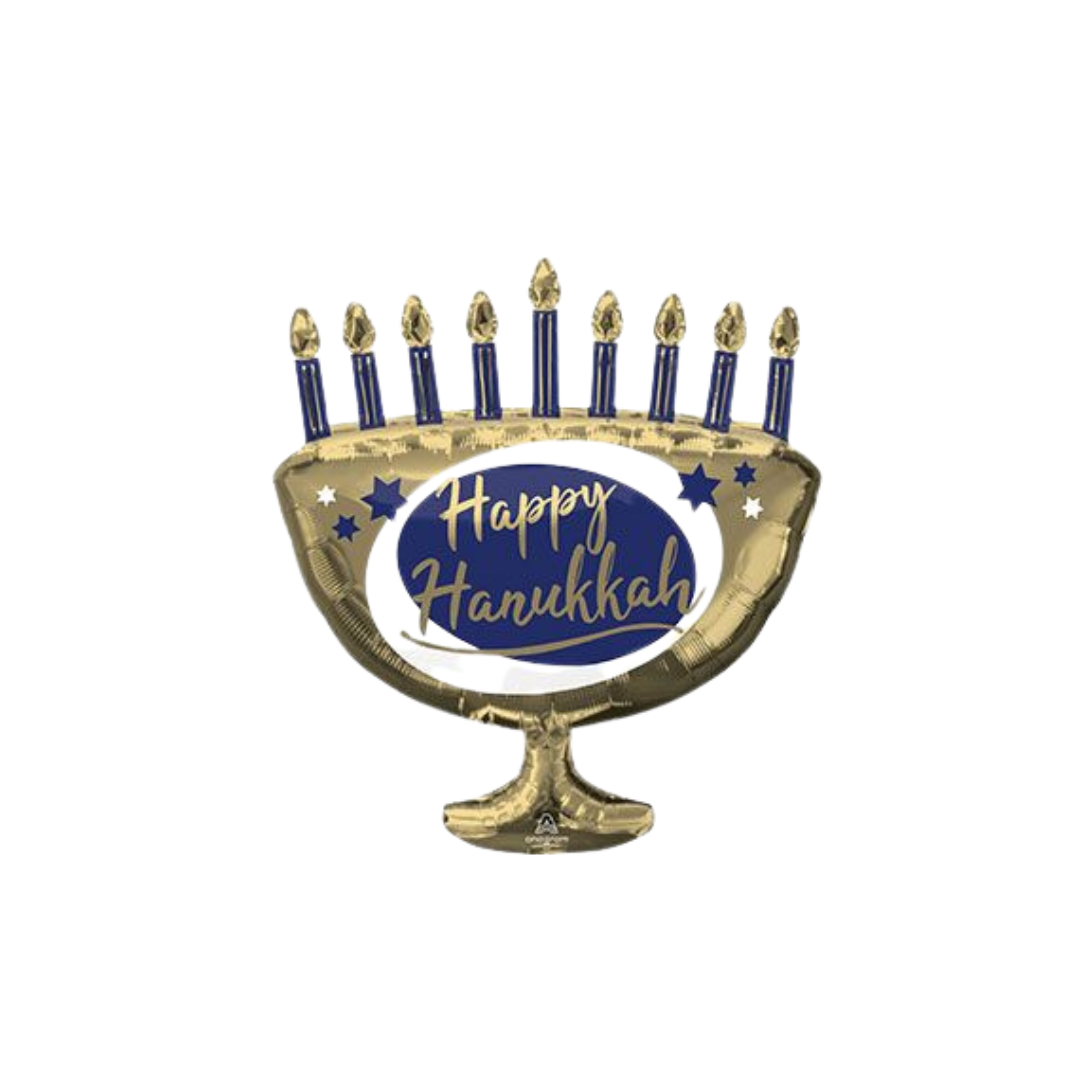 HAPPY HANUKKAH ELEGANT METALS MENORAH 29"
