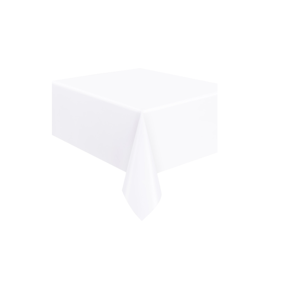 Bright White Solid Rectangular Plastic Table Cover