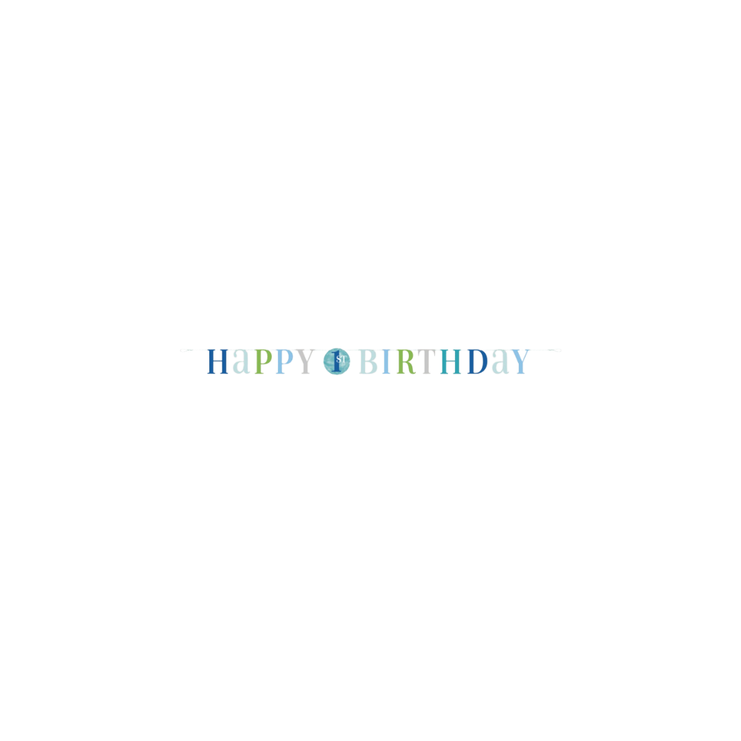 Blue Dots 1st Birthday Letter Banner